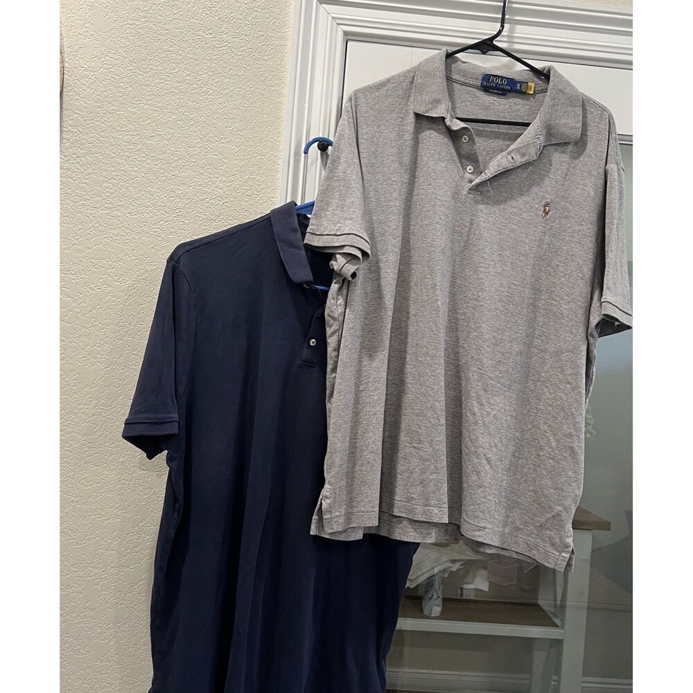 Polo Ralph Lauren Men's XL Classic Fit Polo Shirts Lot 2 Navy & Gray Pony Logo